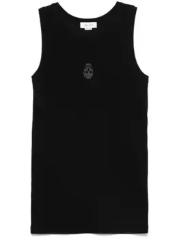 Топ с вышивкой Skull Alexander McQueen, черный