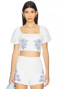 Топ с вышивкой Sonnet Minkpink, white & blue