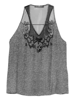 Топ с вышивкой в елочку Ermanno Scervino, серый