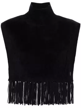 Топ с высоким воротником и бахромой SANDRO, синий