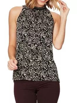 Топ с высоким воротником и цветочным принтом Daniel Rainn, черный