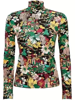 Топ с высоким воротником и цветочным принтом La DoubleJ, черный