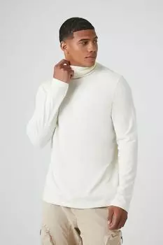 Топ с высоким воротником и длинными рукавами Forever 21, кремовый