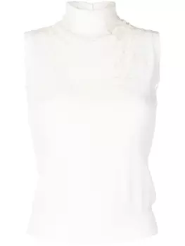 Топ с высоким воротником и кружевом Ermanno Scervino, белый
