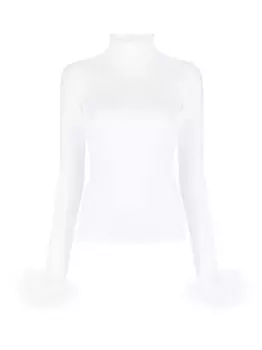 Топ с высоким воротником и перьями Atu Body Couture, белый
