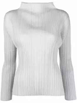 Топ с высоким воротником и плиссировкой Pleats Please Issey Miyake, серый