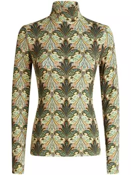 Топ с высоким воротником и принтом пейсли ETRO, зеленый