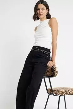 Топ с высоким воротником и рюшами River Island, белый