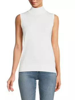 Топ с высоким воротником из смеси мериносовой шерсти Saks Fifth Avenue, белый
