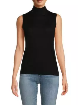 Топ с высоким воротником из смеси мериносовой шерсти Saks Fifth Avenue, черный