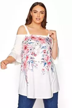 Топ с заклепками и открытыми плечами Yours, белый