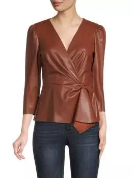 Топ с Запахом Bailey 44 Bruna из экокожи, cocoa
