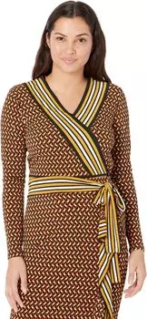 Топ с запахом и геометрической каймой MICHAEL Michael Kors, цвет Marigold