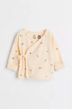 Топ с запахом и закатанными манжетами H&amp;M, светло-желтого