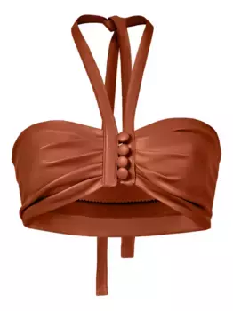 Топ с застежкой-халтер на пуговицы Lika, коричневый