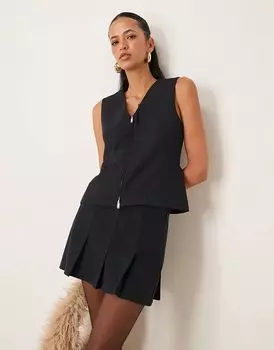 Топ с застежкой-молнией темно-черного цвета Abercrombie & Fitch