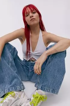 Топ с застежкой на шее H&amp;M, белый