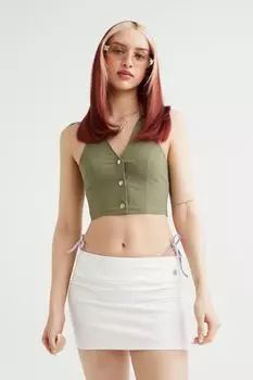 Топ с застежкой на шее и воротнике H&amp;M, хаки зеленый