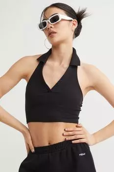 Топ с застежкой сзади на шее и воротником H&amp;M, черный