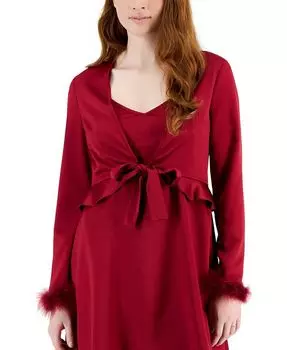 Топ с завязками спереди и оборками на подоле Love, Fire, красный