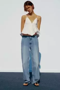 Топ с завязками в форме банта ZARA, белый