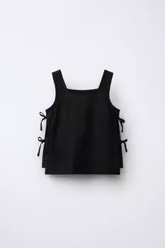 Топ с завязками ZARA, черный
