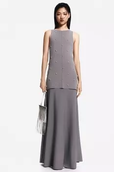 Топ с жемчужным декором H&M, серый