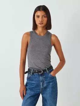 Топ с жидкостным жилетом John Lewis, средне-серый меланж