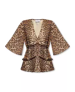 Топ с животным мотивом Ganni, коричневый