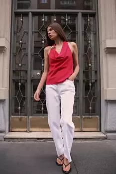 Топ с золотой аппликацией ZARA, цвет Fuchsia