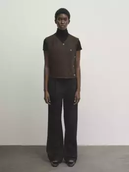Топ с золотыми пуговицами Massimo Dutti, коричневый