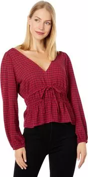 Топ Saffi – драпированный жатый плед Madewell, цвет Hibiscus