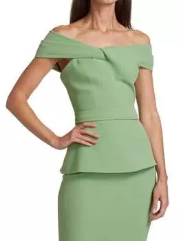 Топ Safiyaa Mabel с открытыми плечами и баской, sage