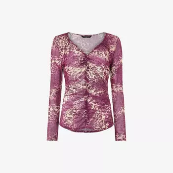 Топ sahara из эластичного переработанного полиэстера со сборками спереди и леопардовым принтом Whistles, розовый