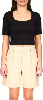 Топ Sanctuary Square Neck Rib Top, черный