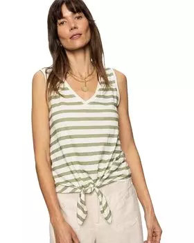 Топ Sanctuary V Neck Tie Tank, цвет Sage/Muslin Stripe