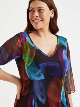 Топ Scarlett & Jo Print V-Neck Tunic, цвет black/multi