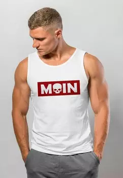 Топ SCHRIFTZUG MOIN SKULL KOPF PARODIE MUSKEL Neverless, белый