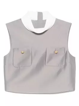 Топ Self-Portrait satin-finish top, серый