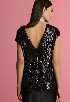 Топ SEQUIN SLEEVELESS PETITE Next, черный