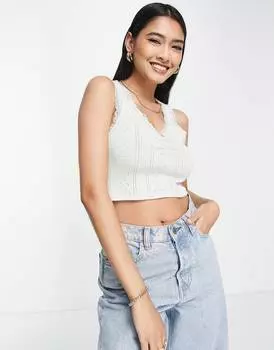 Топ шалфейного цвета с кружевной отделкой и розой ASOS DESIGN