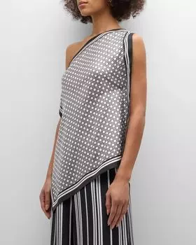 Топ-шарф Oskar с геометрическим узором L'Agence, цвет Blk/Wht Bamboo Rattan Geo Scf