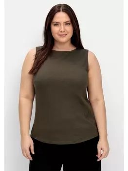 Топ sheego Jersey, цвет dunkeloliv