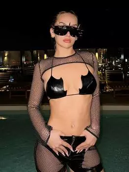 Топ SHEIN ICON с открытой спиной, шея-бретелька, завязанная узлом, черный цвет