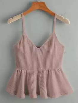 Топ Shein WYWH с рюшами и подолом, розовый