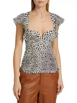 Топ Шелковый Stella McCartney Ditsy с цветочным принтом, черный