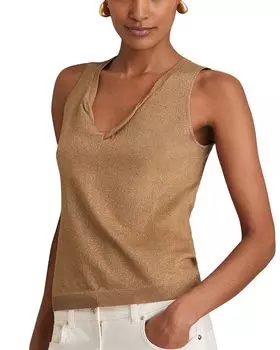 Топ Sia с металлическим отливом REISS, золотой