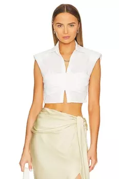 Топ SIMKHAI Emie Cropped Box Sleeve, белый