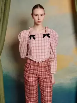 Топ Sister Jane Pointe Bow Trim Cropped Check, розовый