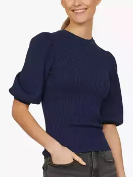 Топ Sisters Point Halia Ribbed Puff Sleeve, цвет midnight
